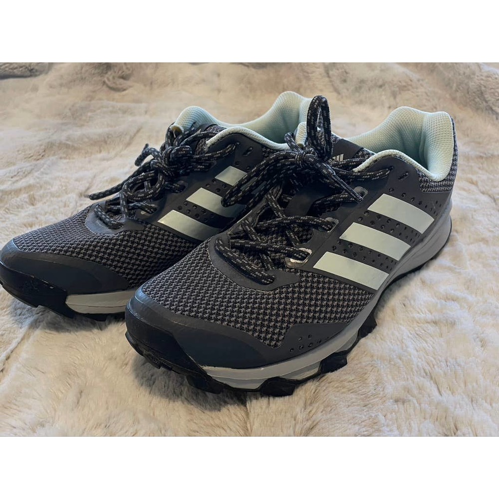 Adidas - Women's Charcoal / Blue Duramo 7 Cloudfoam Ortholine Running Shoes - 7